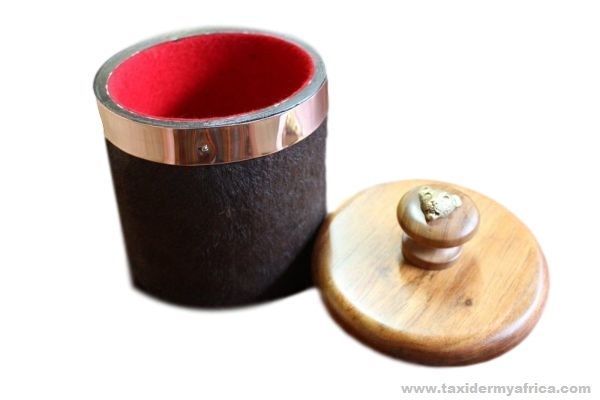 Buffalo scrotum dice holder